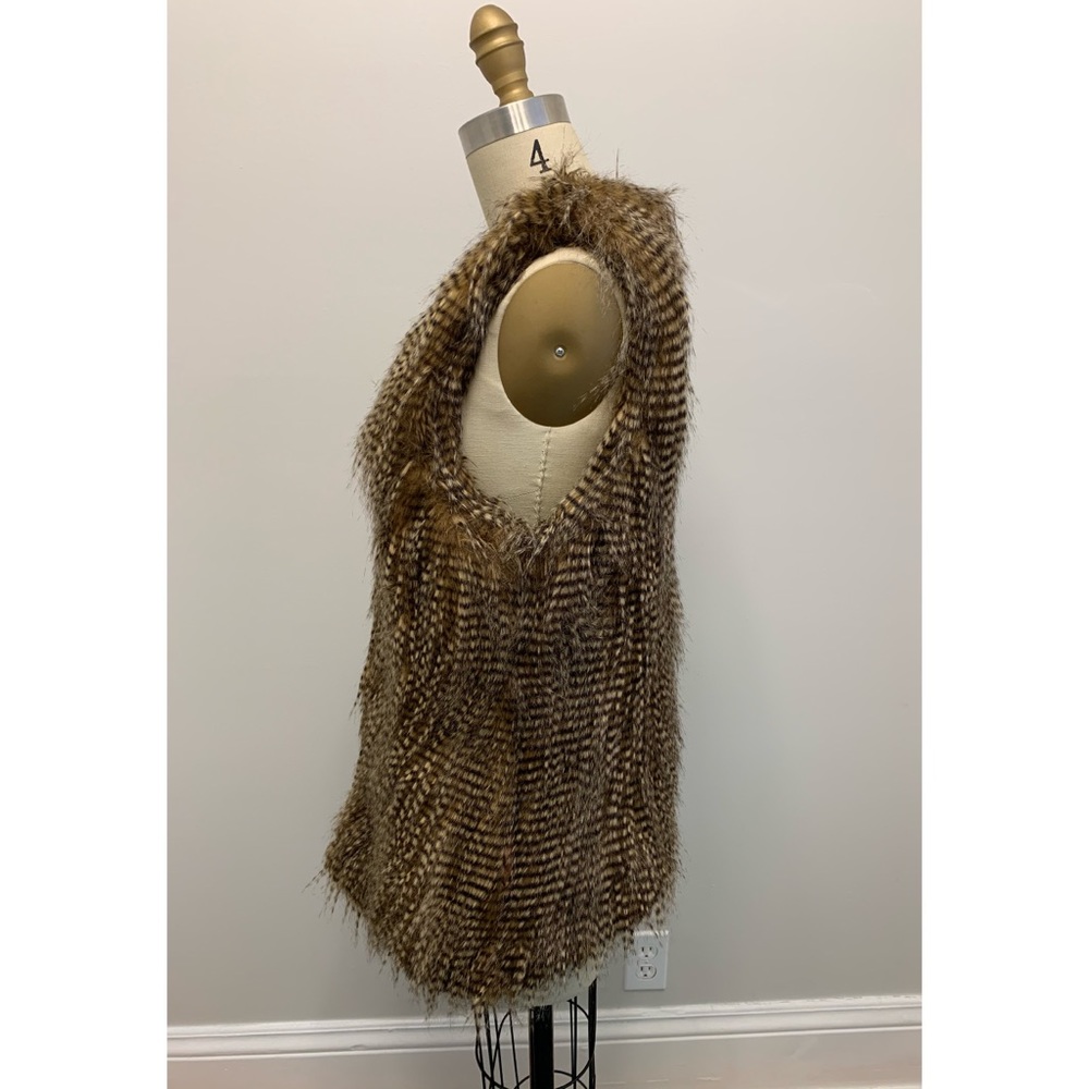 Cristina B Long Faux Fur Vest Brown - Picture 3 of 11